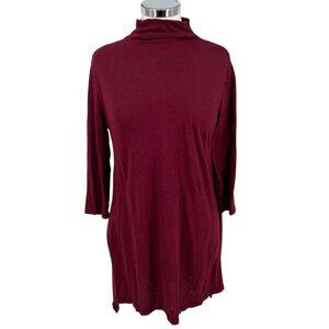 Michael Stars Maroon Red High Neck Tunic Top One Size